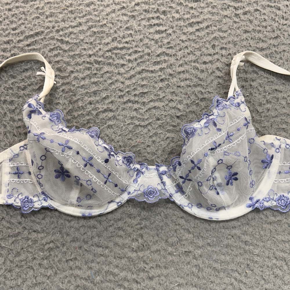 Luvlette Bra 32B Balconette Bra Floral Sheer Cute